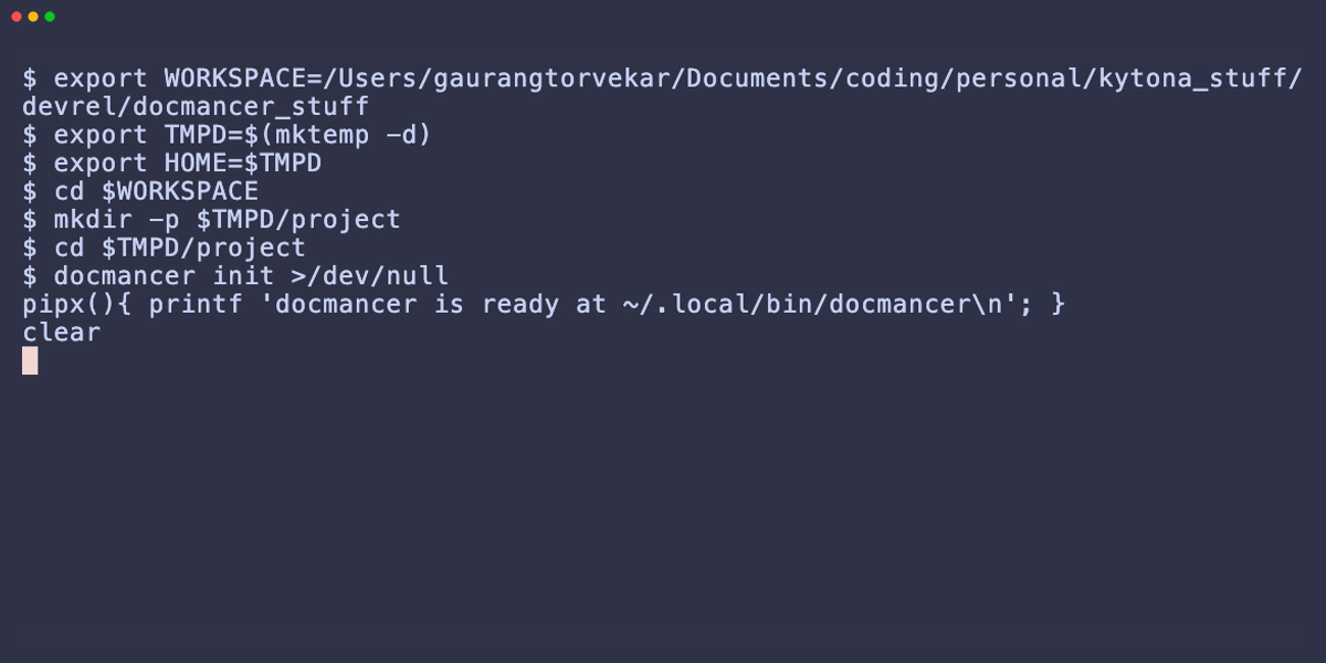 docmancer local RAG demo: install, ingest a local docs corpus, then query